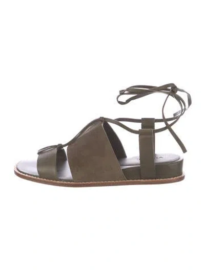 Pre-owned Vince Leather Gladiator Sandals In Green