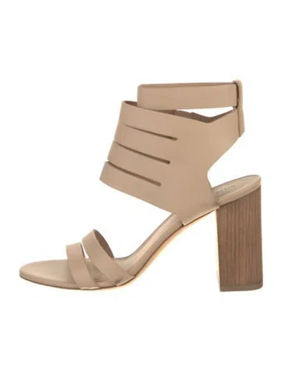 Pre-owned Vince Leather Gladiator Sandals In Neutral