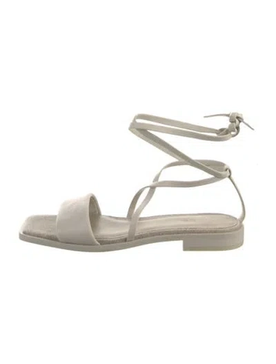 Pre-owned Vince Leather Gladiator Sandals In Neutral