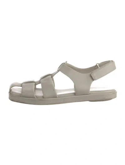 Pre-owned Vince Leather Gladiator Sandals In Neutral
