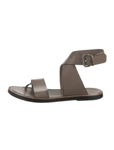 Pre-owned Vince Leather Gladiator Sandals In Neutral