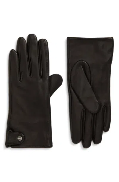 Vince Leather Gloves With Strap In Black