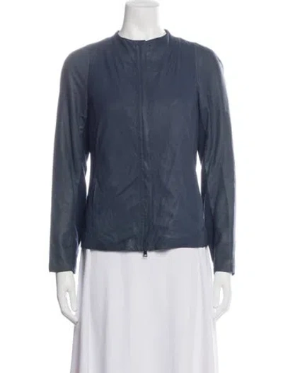Pre-owned Vince Leather Jacket In Blue