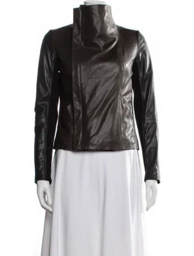 Pre-owned Vince Leather Jacket In Brown
