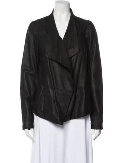 Pre-owned Vince Leather Jacket In Gray