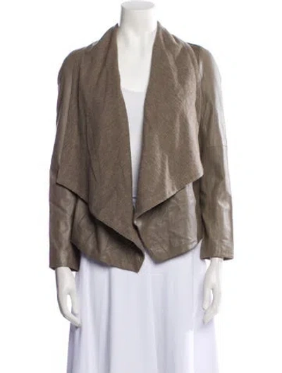 Pre-owned Vince Leather Jacket In Gray