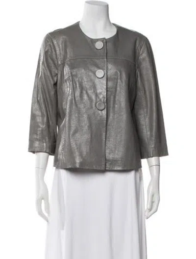 Pre-owned Vince Leather Jacket In Gray