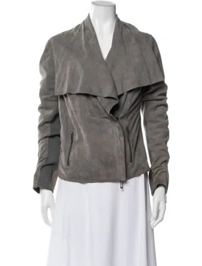 Pre-owned Vince Leather Jacket In Gray