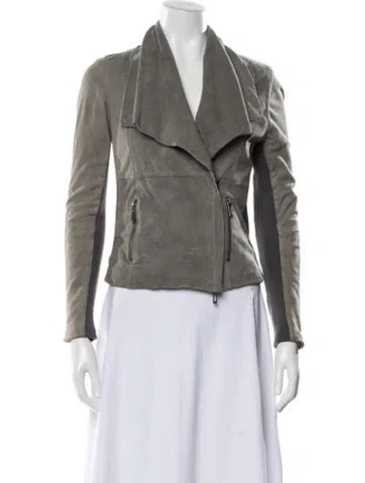 Pre-owned Vince Leather Jacket In Gray