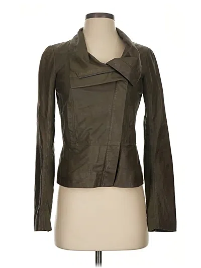 Pre-owned Vince Leather Jacket In Green