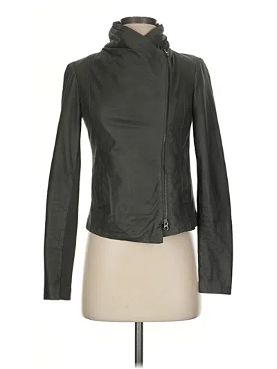 Pre-owned Vince Leather Jacket In Green
