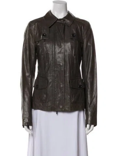 Pre-owned Vince Leather Jacket In Neutral