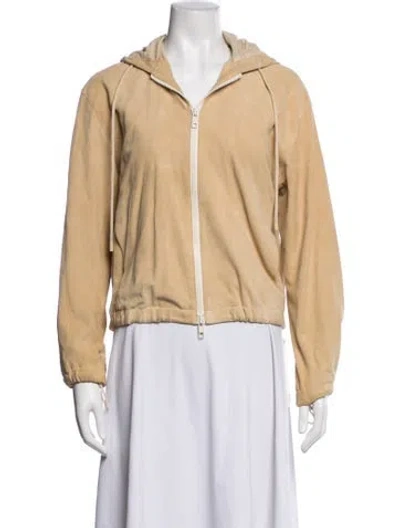 Pre-owned Vince Leather Jacket In Neutrals