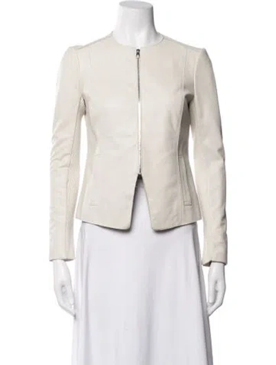 Pre-owned Vince Leather Jacket In Neutrals