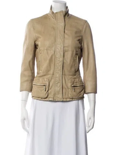 Pre-owned Vince Leather Jacket In Neutrals