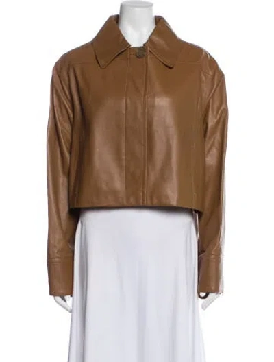 Pre-owned Vince Leather Jacket W/ Tags In Brown