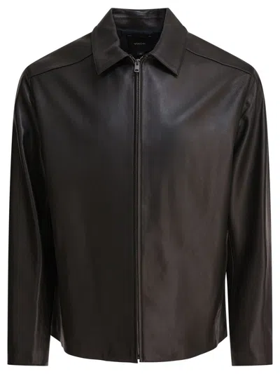 VINCE VINCE LEATHER JACKET WITH ZIPPER