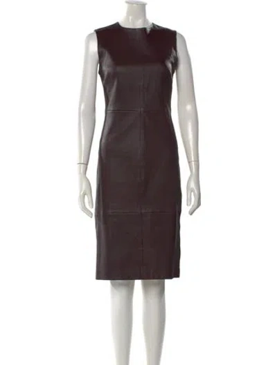 Pre-owned Vince Leather Knee-length Dress In Purple