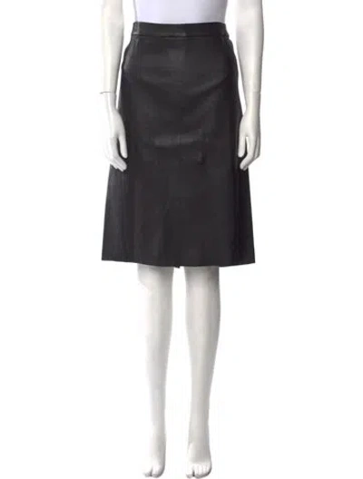 Pre-owned Vince Leather Knee-length Skirt In Black