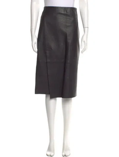 Pre-owned Vince Leather Knee-length Skirt In Black