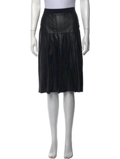 Pre-owned Vince Leather Knee-length Skirt In Black