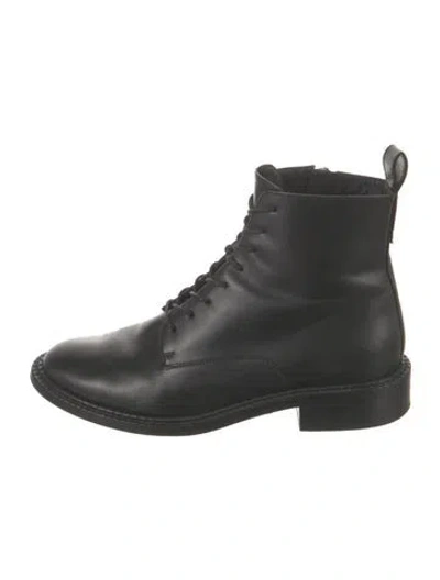 Pre-owned Vince Leather Lace-up Boots In Black