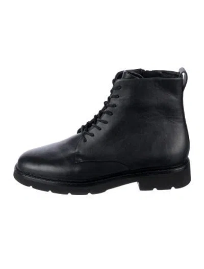 Pre-owned Vince Leather Lace-up Boots In Black