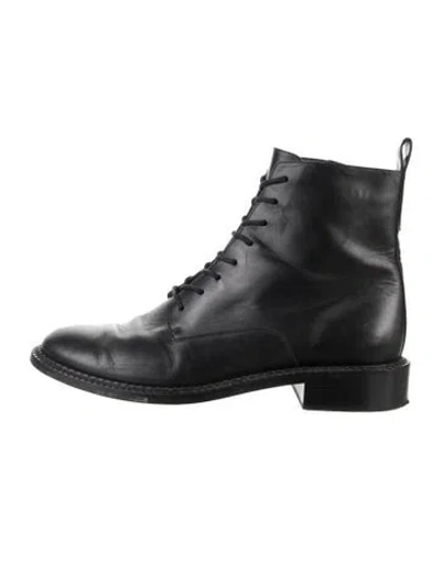Pre-owned Vince Leather Lace-up Boots In Black