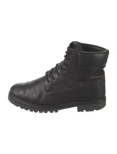 Pre-owned Vince Leather Lace-up Boots In Black