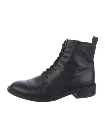 Pre-owned Vince Leather Lace-up Boots In Blue