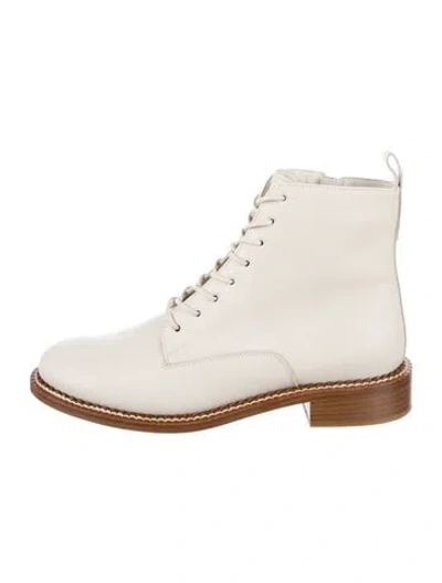 Pre-owned Vince Leather Lace-up Boots In Neutrals