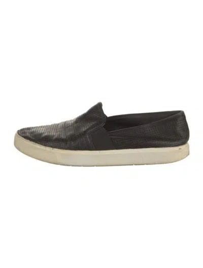 Pre-owned Vince Leather Lasercut Accents Sneakers In Black