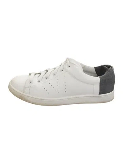 Pre-owned Vince Leather Lasercut Accents Sneakers In White