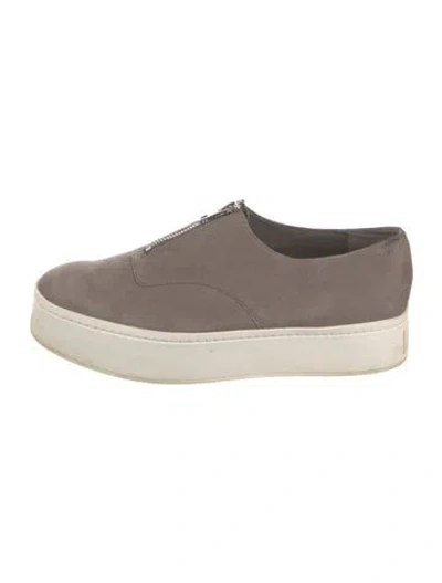 Pre-owned Vince Leather Loafer Sneakers In Gray