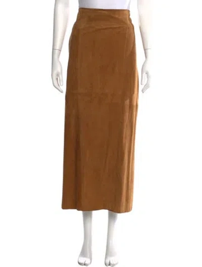 Pre-owned Vince Leather Long Skirt W/ Tags In Neutral