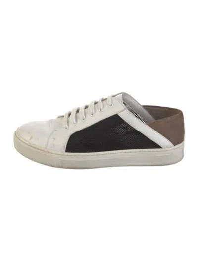 Pre-owned Vince Leather Mesh Accents Sneakers In White