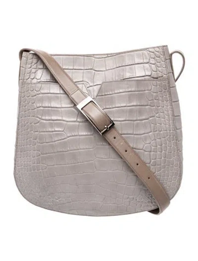 Pre-owned Vince Leather Messenger Bag In Gray