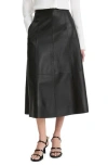 Vince Mid-rise Flared Leather Midi Skirt In Black