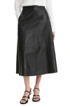 Vince Mid-rise Flared Leather Midi Skirt In Black