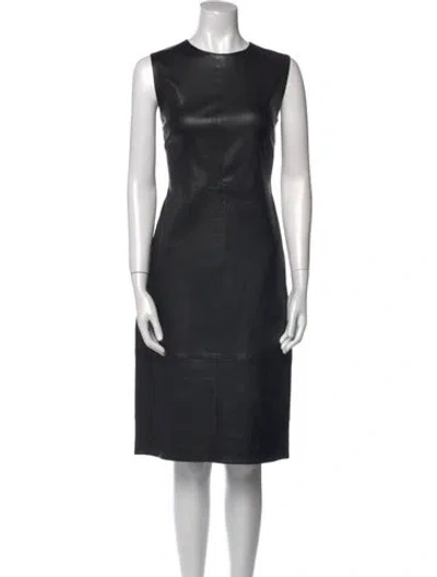 Pre-owned Vince Leather Midi Length Dress In Black