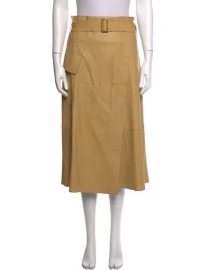 Pre-owned Vince Leather Midi Length Skirt In Yellow