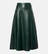 Vince Leather Midi Skirt In Grün