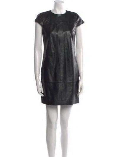 Pre-owned Vince Leather Mini Dress In Black