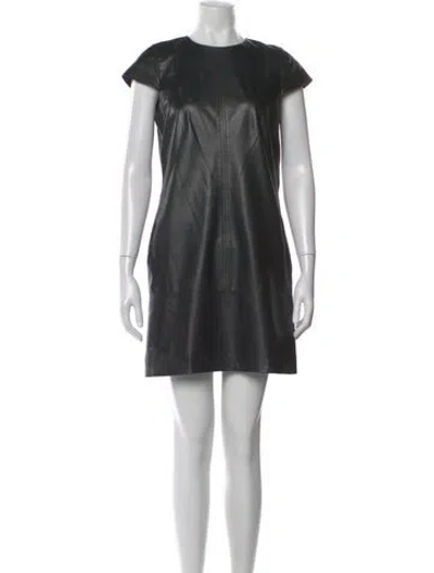 Pre-owned Vince Leather Mini Dress In Black