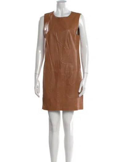 Pre-owned Vince Leather Mini Dress In Brown