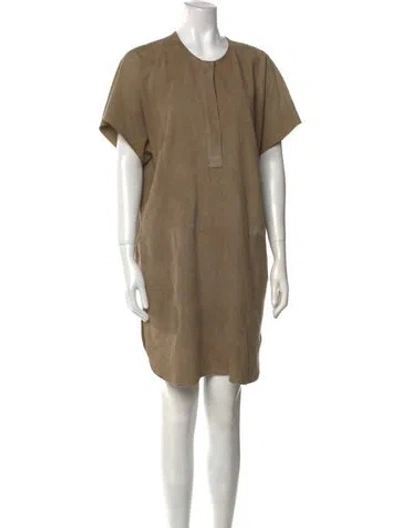 Pre-owned Vince Leather Mini Dress In Neutral