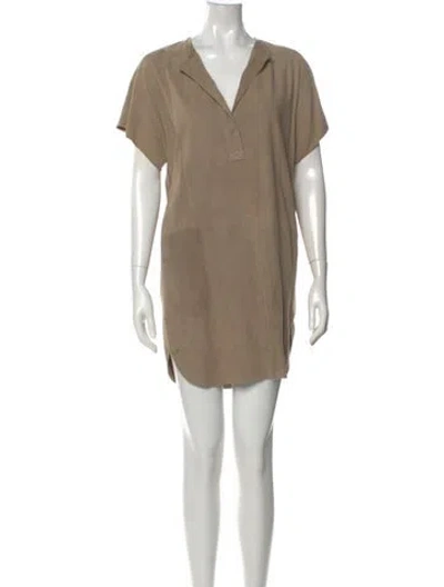 Pre-owned Vince Leather Mini Dress In Neutral