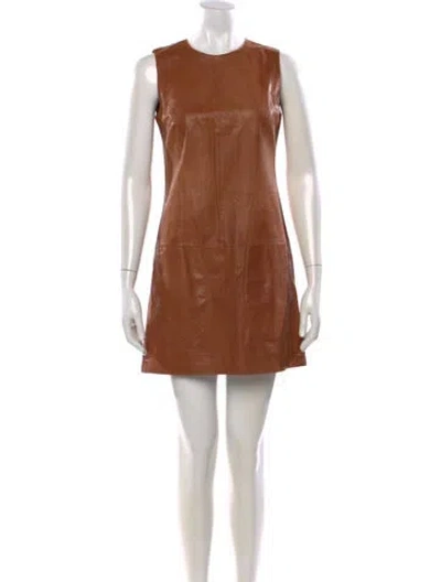 Pre-owned Vince Leather Mini Dress In Neutrals