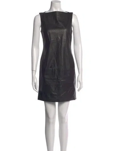 Pre-owned Vince Leather Mini Dress W/ Tags In Black