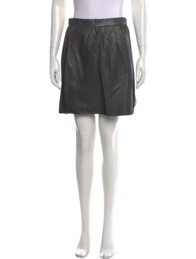Pre-owned Vince Leather Mini Skirt In Black